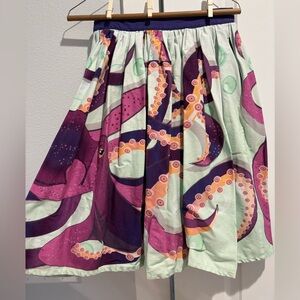 Unique Vintage Vibrant Octopus Print Skirt